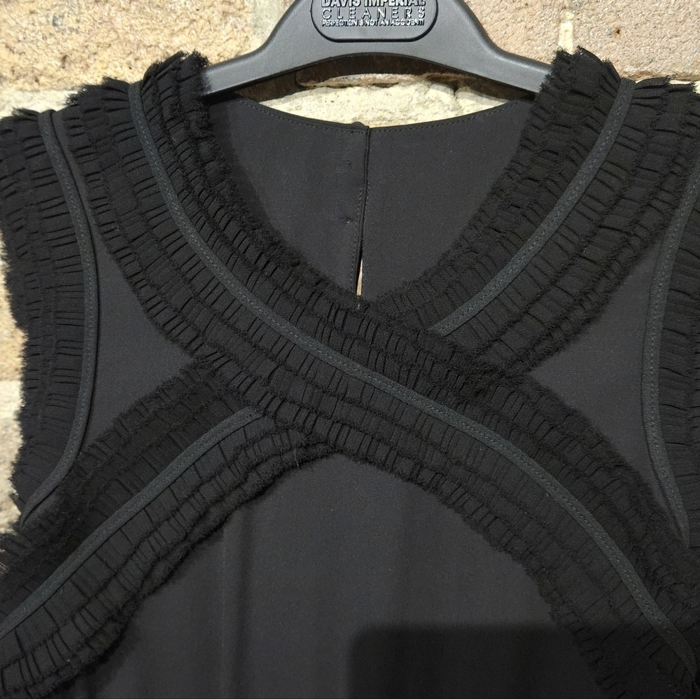 BCBGMaxAzria black Lexxi sleeveless ruffle-trim romper - Picture 5 of 6